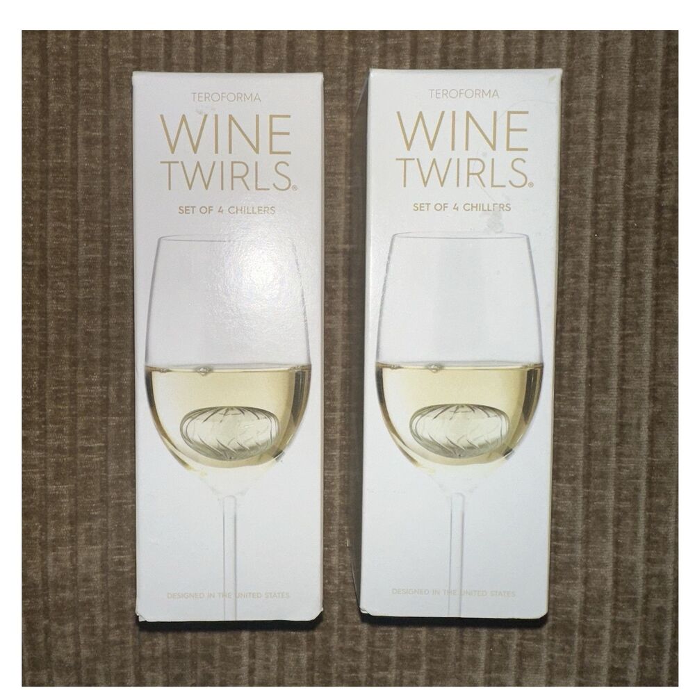 2 Teroforma Wine Twirls Pottery Barn Glass Wine Chillers Set of 4 Gift Basket